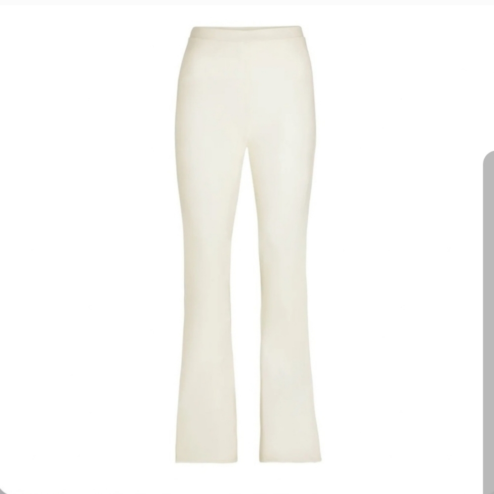 SKIMS SUMMER MESH PANTS BONE OFF WHITE HIGH WAIST BOOT CUT - Picture 2 of 4